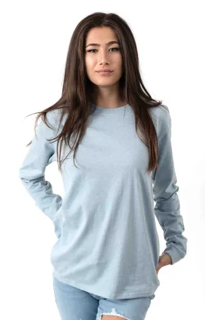 Carhartt WK231 Soft Blue Heather Long Sleeve Workwear Shirt with Sleeve Logo Womens