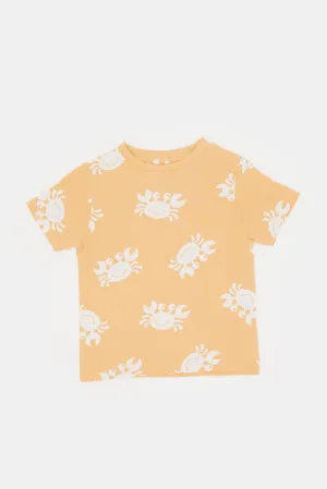 Infant Boys Mustard Crab Print T-Shirt