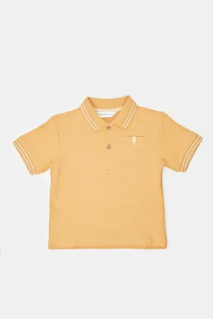 Infant Boys Yellow Jacquard Polo Shirt