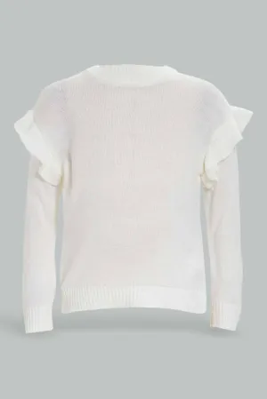 Infant Girls Ivory Solid Knit Pullover