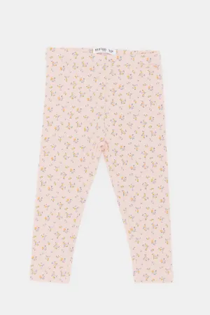 Infant Girls Pink Printed Leggings