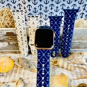 Nautical Anchor Print Silicone Band For Apple Watch Two Colors Available