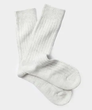 RoToTo Cotton Wool Ribbed Crew Sock in Grey