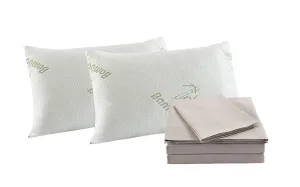 Royal Comfort Bamboo Blend Sheet Set 1000TC and Bamboo Pillows 2 Pack Ultra Soft - Queen - Warm Grey