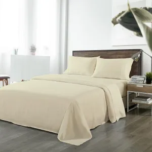 Royal Comfort Bamboo Blended Sheet & Pillowcases Set 1000TC Ultra Soft Bedding - Queen - Ivory