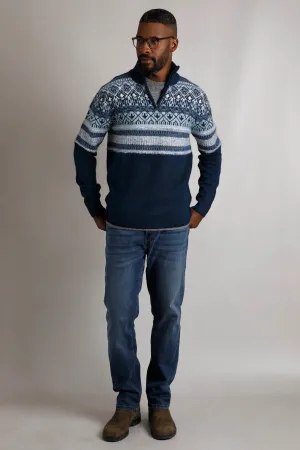 Weird Fish M Navy Yarmouth Eco 1/4 Zip Fair Isle Jumper