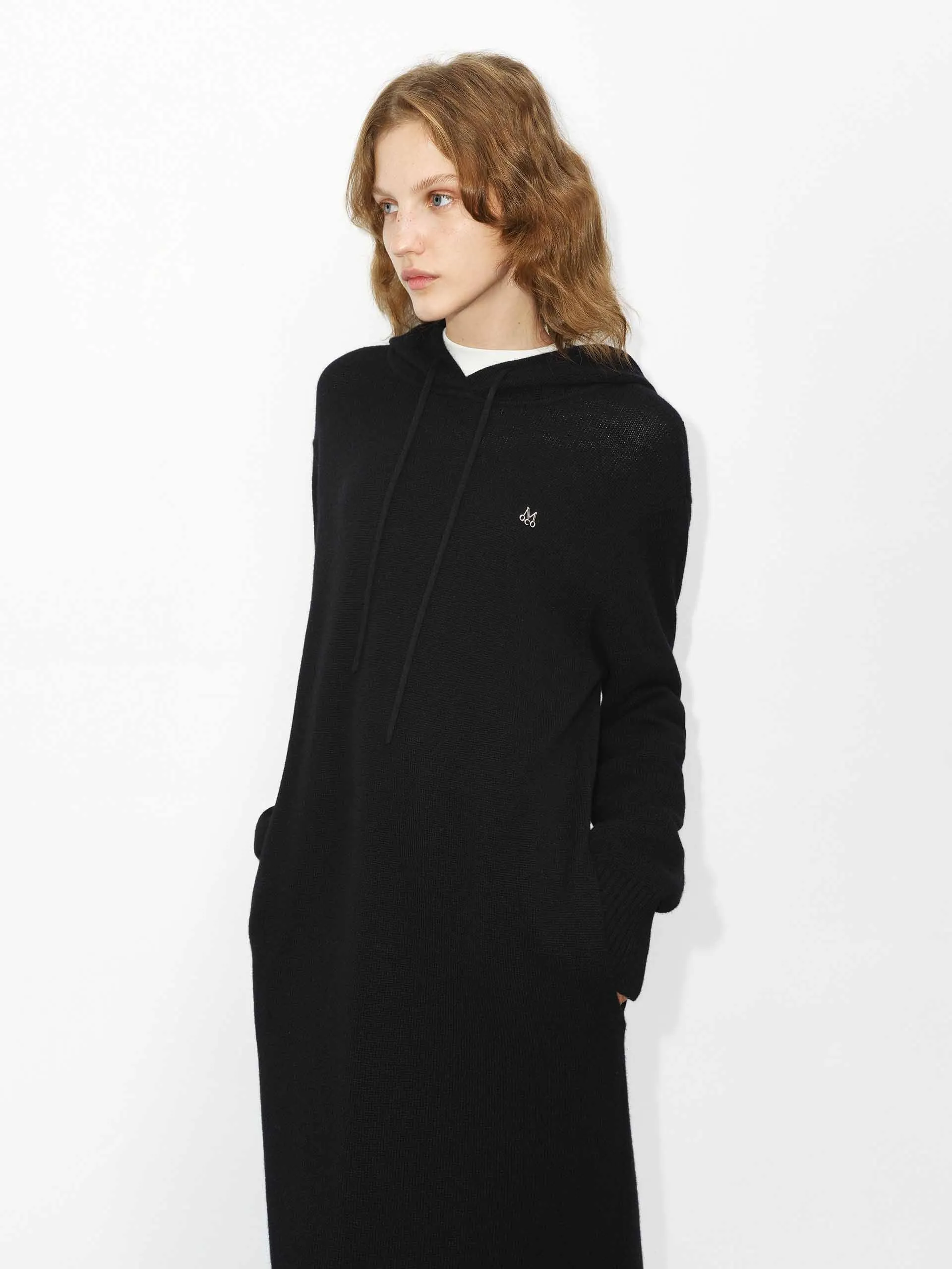 Wool Hood Midi Dress